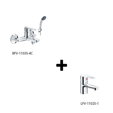 Sen tắm kèm vòi rửa lavabo Inax LFV-1102S-1+BFV-1103S-4C