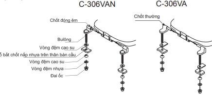 Bồn cầu Inax C-306VAN 2 khối xả nhấn (Nắp êm)