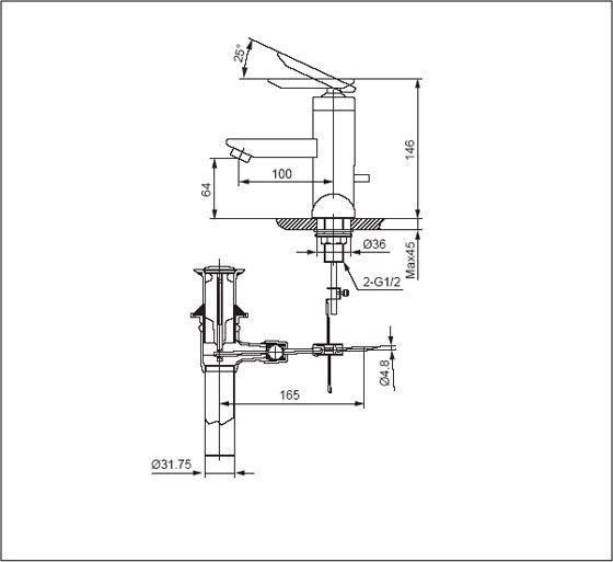 Vòi rửa lavabo nóng lạnh 2 chân Inax LFV-4001S
