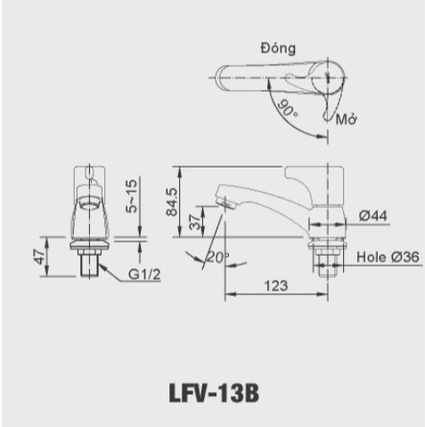 Vòi rửa lavabo nước lạnh 1 chân Inax LFV-13B