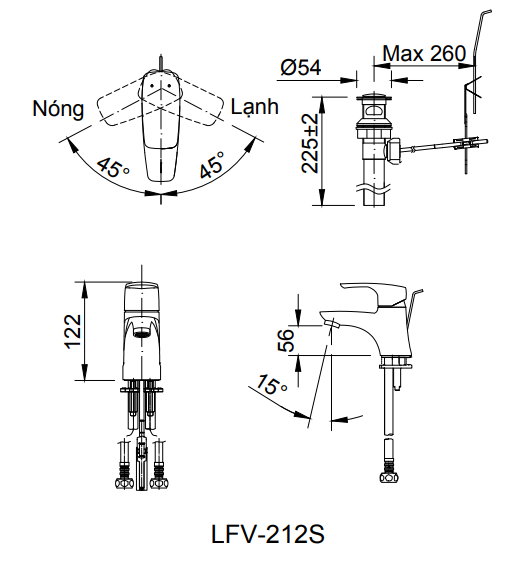 Vòi lavabo nóng lạnh 1 chân Inax LFV-212S